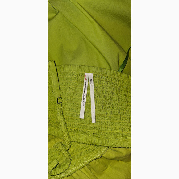 New By Anthropologie V-Neck Tiered Bubble-Hem Midi Dress $170 LARGE Green - Picture 8 of 8